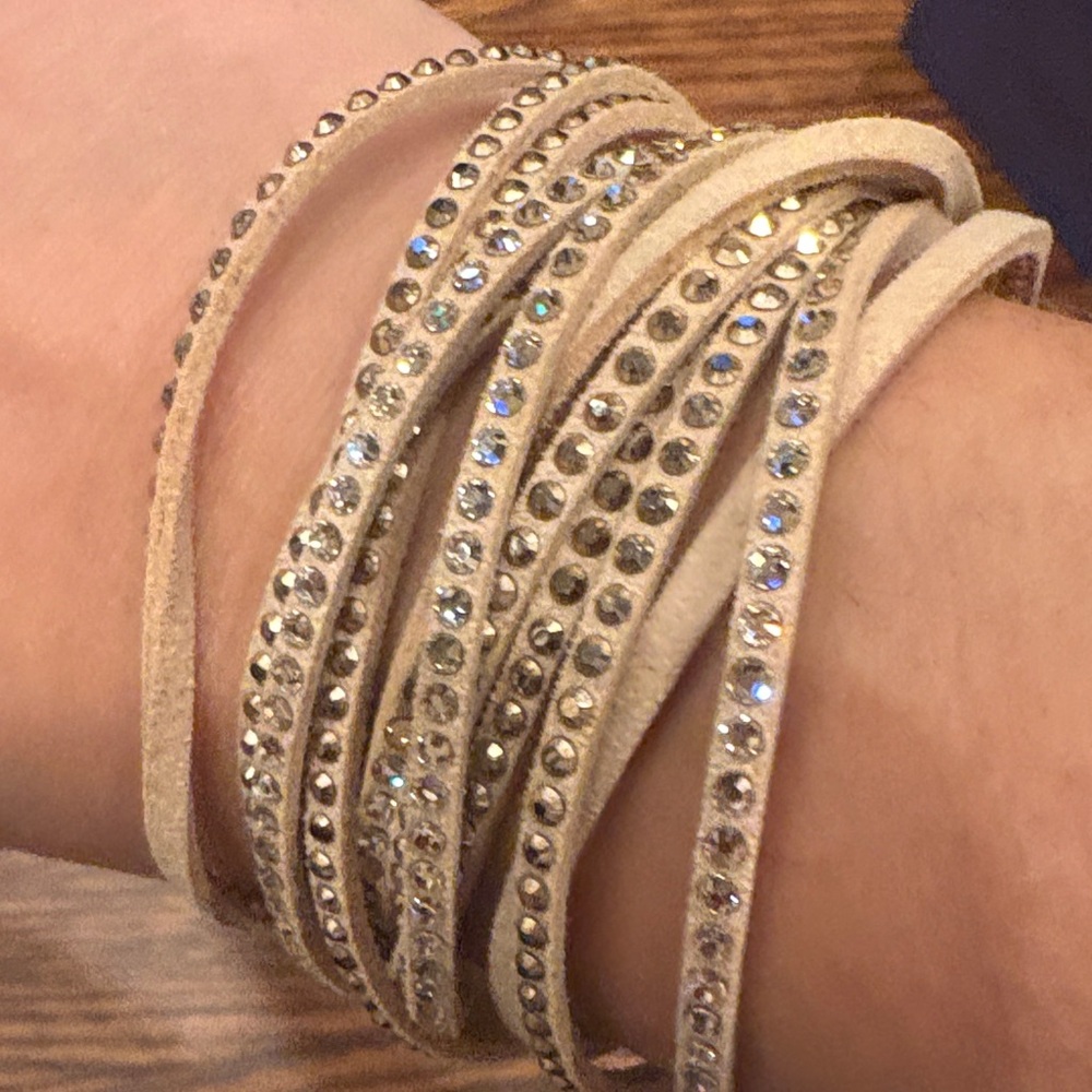 Sparkling Crystal Wrap Bracelet in Cream